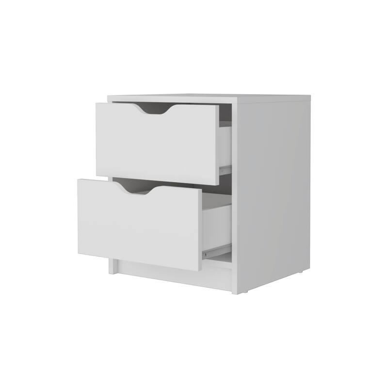 White 2-Drawer Nightstand, Ergonomic Design, Ample Storage, Convenient Access