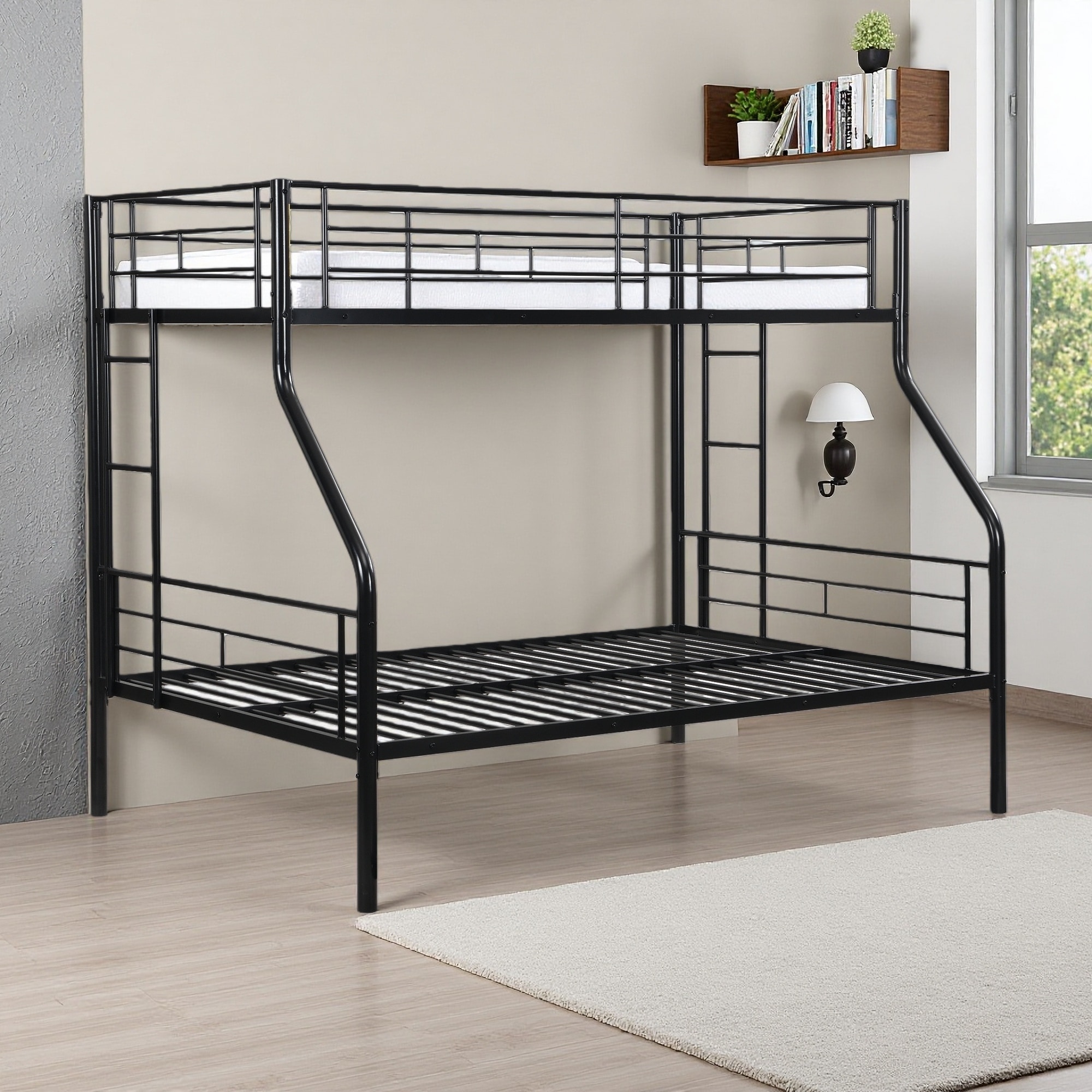 Twin over Full Metal Bunk Bed with Storage
