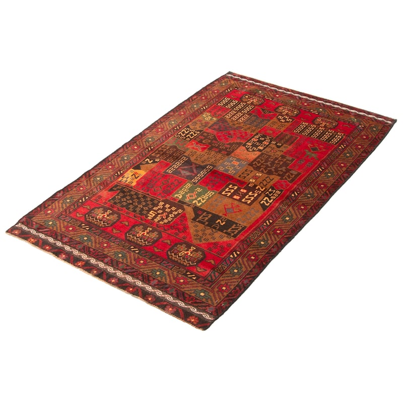 ECARPETGALLERY Hand-knotted Teimani Red Wool Rug - 3'8 x 6'4