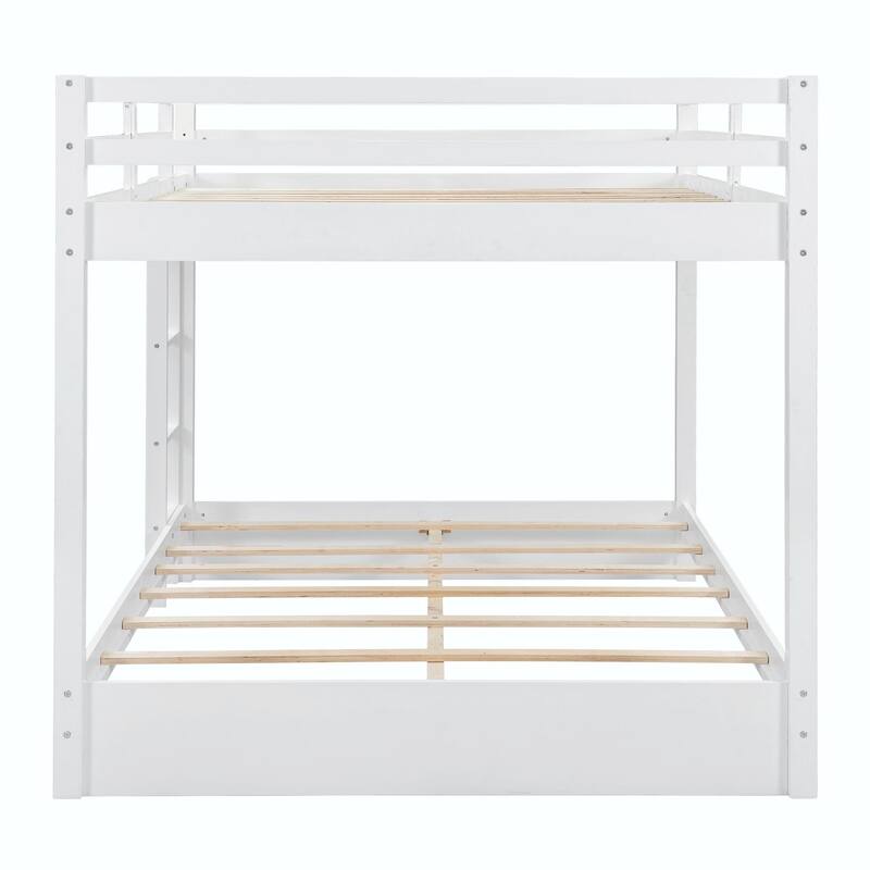 Wood Queen Size Bunk Bed with Ladder for Space-Saving and Easy Access