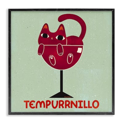 Stupell Tempurrnillo Cat Wine Framed Giclee Art Design By Carrie Cantwell