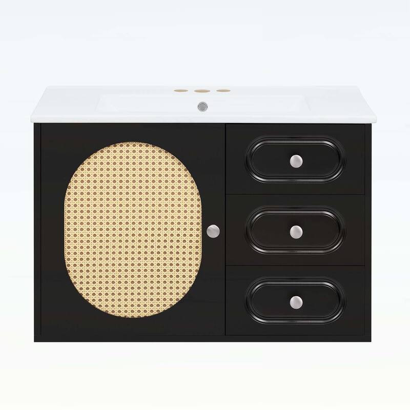 Bathroom Vanity with Ceramic Sink,Two Drawers,and Large Storage Space for Elegant and Functional Bathrooms