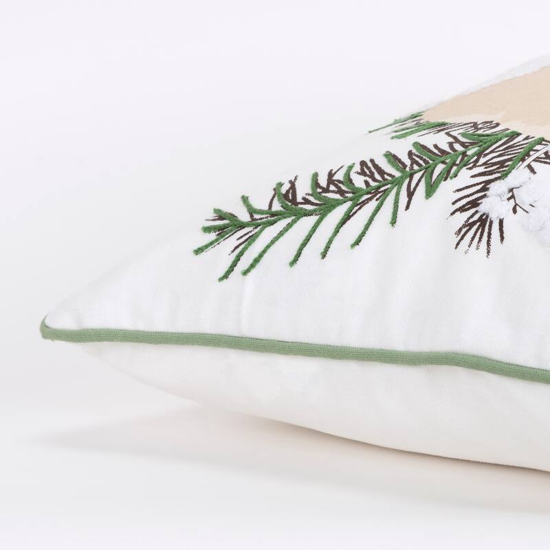 Rizzy Home Ivory/Green Screen Printed Pumpkin Throw Pillow Cover