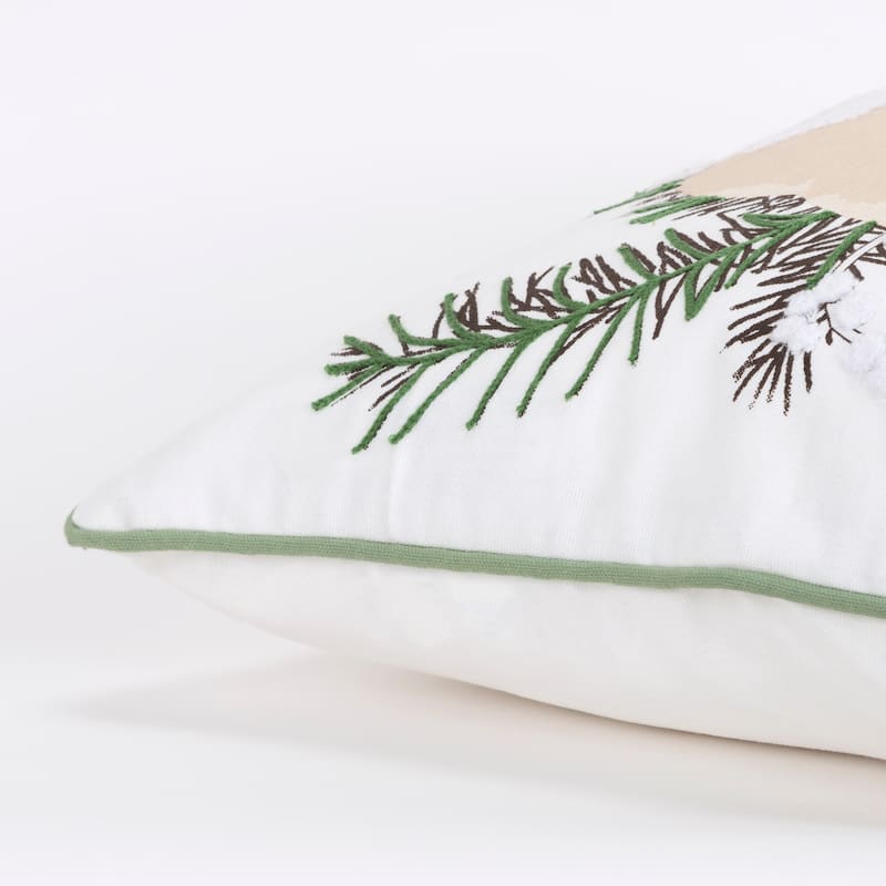 Rizzy Home Ivory/Green Screen Printed Pumpkin Throw Pillow