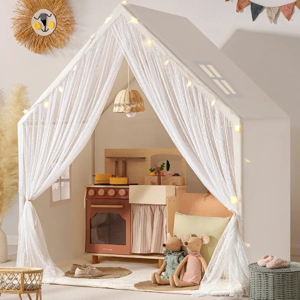 slide 2 of 7, Tiny Land® Large Space Play House with Star Lights White