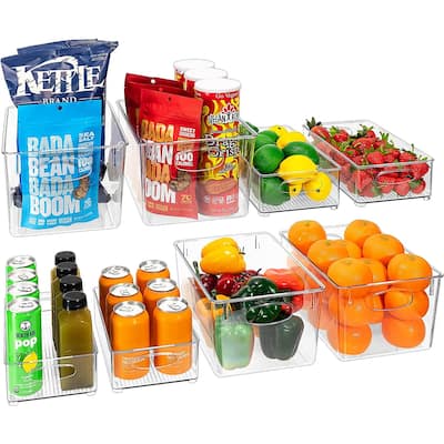 Sorbus Clear Plastic Organizer Storage Bin Containers with Handles for Pantry Food & Kitchen Fridge (8-Pack)