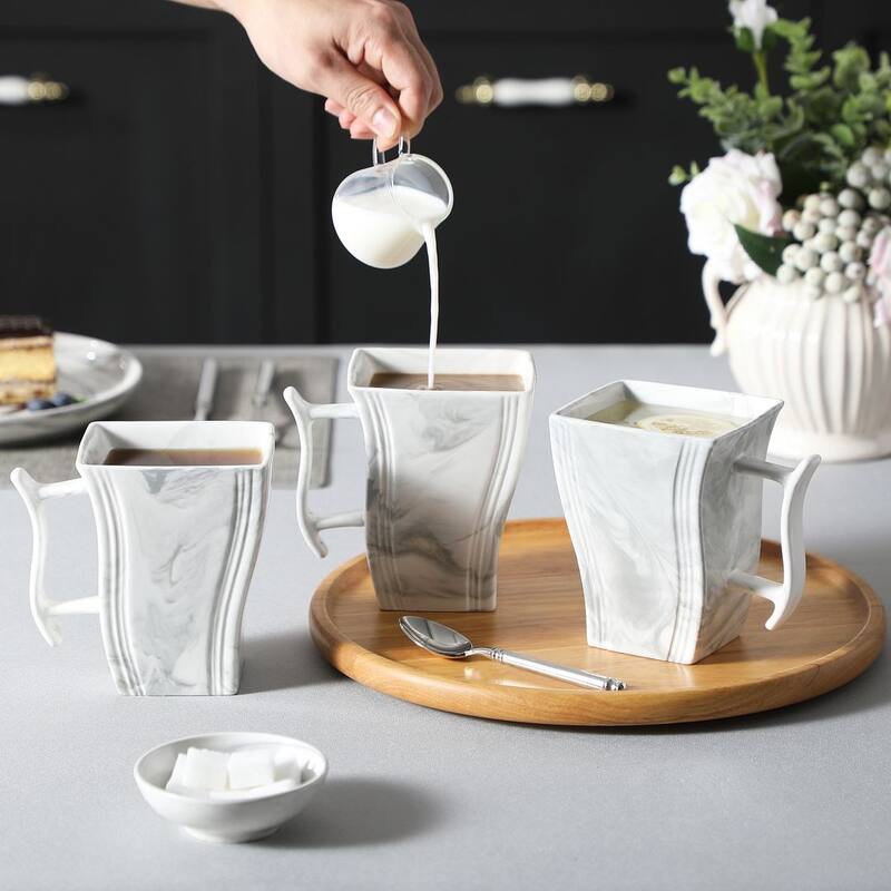 MALACASA Flora 6-Piece 16 Oz. Porcelain Coffee Mug