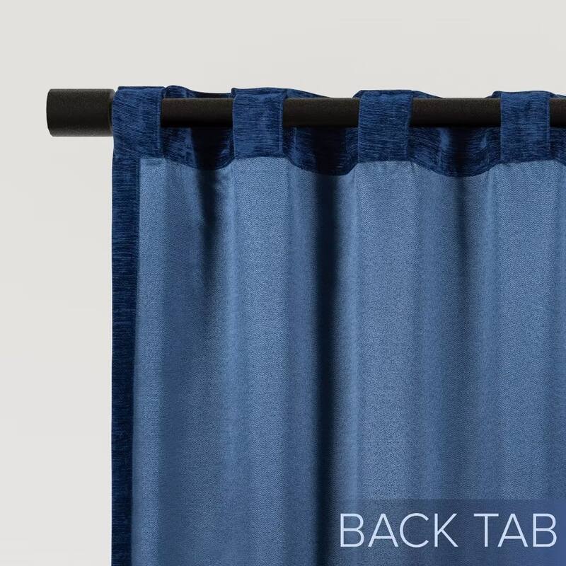Chenille Solid Room Darkening Back Tab Single Curtain Panel