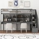 preview thumbnail 6 of 16, Elegant Twin Size Loft Bed Frame with Storage Staircase and Double Desks and Shelves, Sturdy construction & Unique design, Grey
