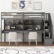 preview thumbnail 1 of 36, Twin Loft Bed with Staircase,with Double Desk&Shelves,Unique Loft Bed Gray