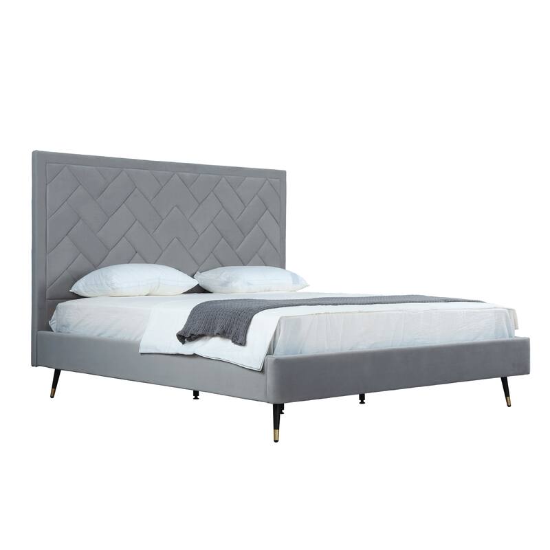 Manhattan Comfort Crosby Velvet Upholstered Bed
