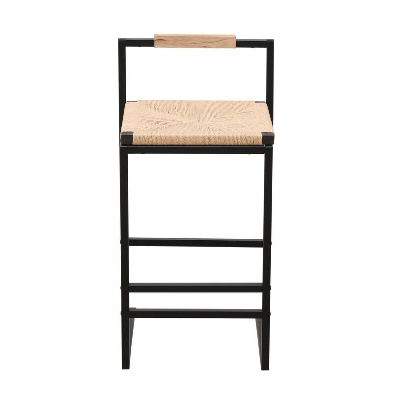 Ostweer Furniture Set of 2 Paper Rope Woven Bar Stools - Natural