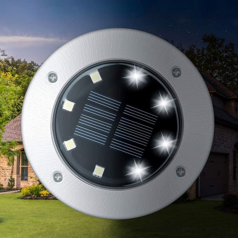 FKHouse Solar Ground LED Lights In-Ground Disk Garden Lights (12 Pack/4 Pack)