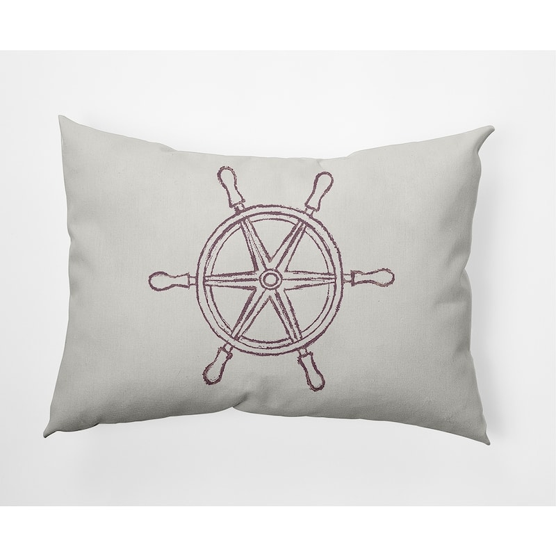 Large Ship Wheel Nautical Indoor/Outdoor Throw Pillow - Dusty Purple - 14" x 20"