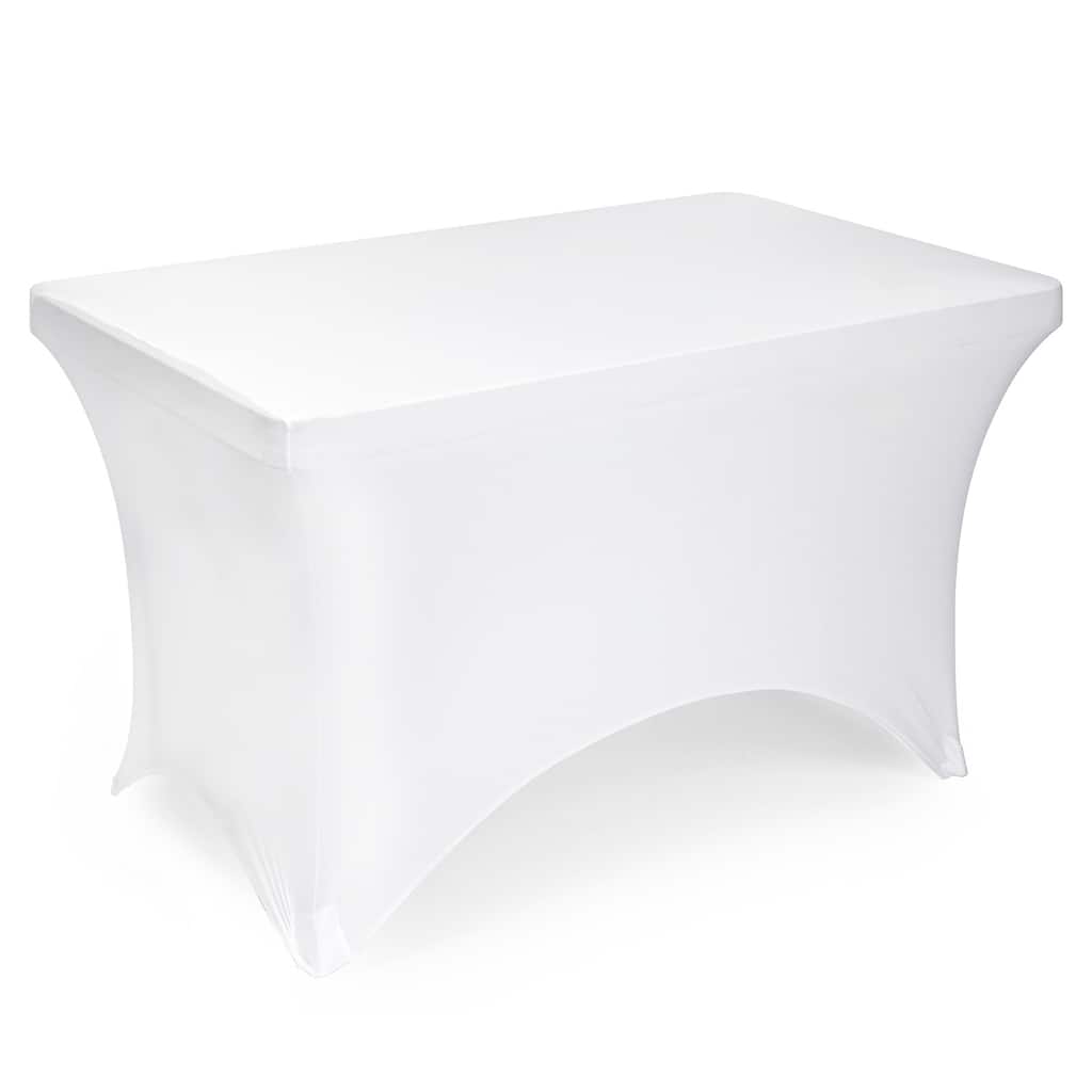 4ft Rectangular Spandex Fitted Tablecloth White