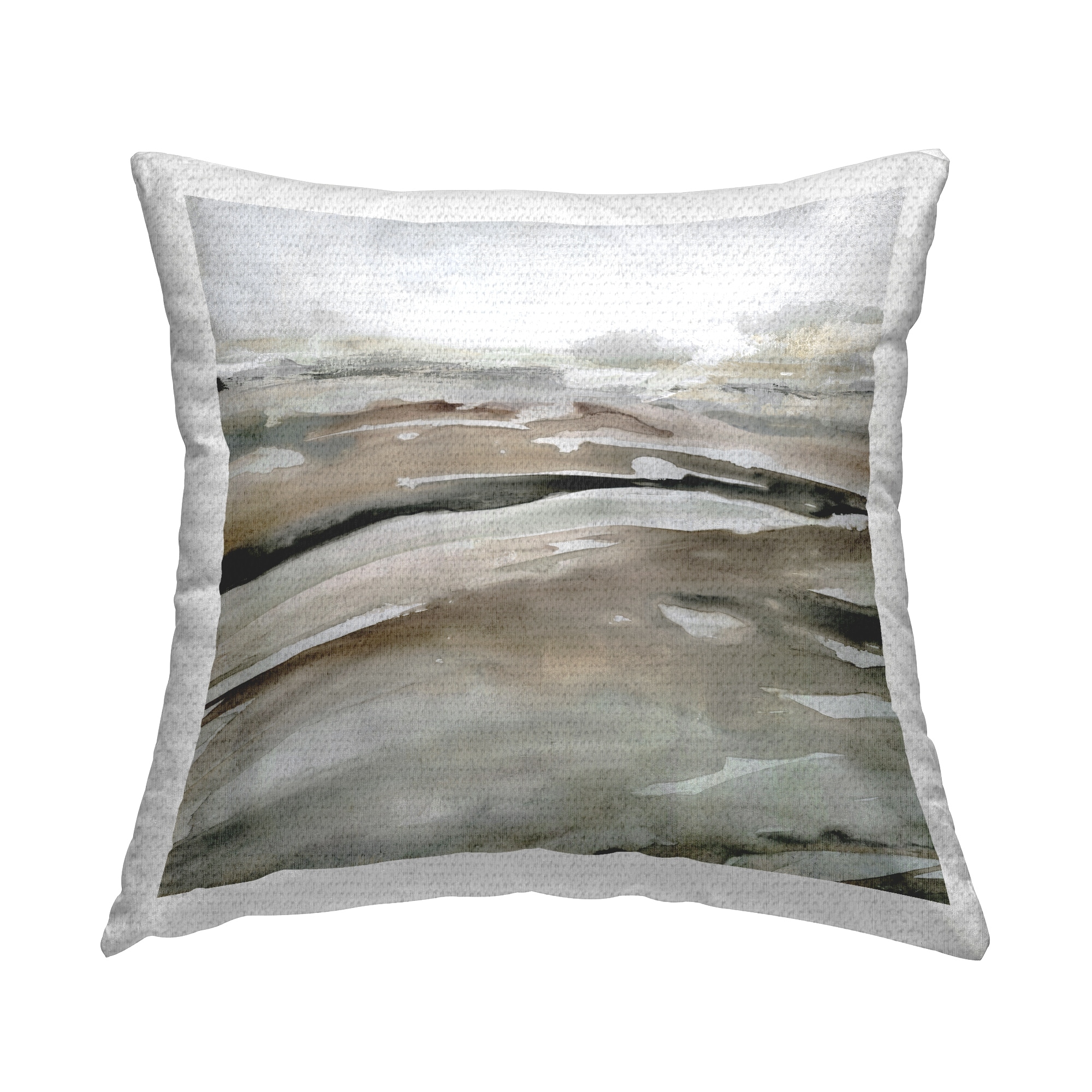 Stupell Abstract Landscape Brown Detail Printed Outdoor Throw Pillow Design by Carol Robinson