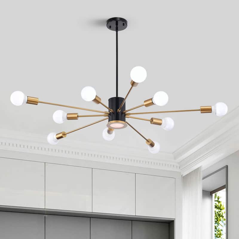 Lorena Sputnik 11-Light Chandelier in Black and Gold Finish