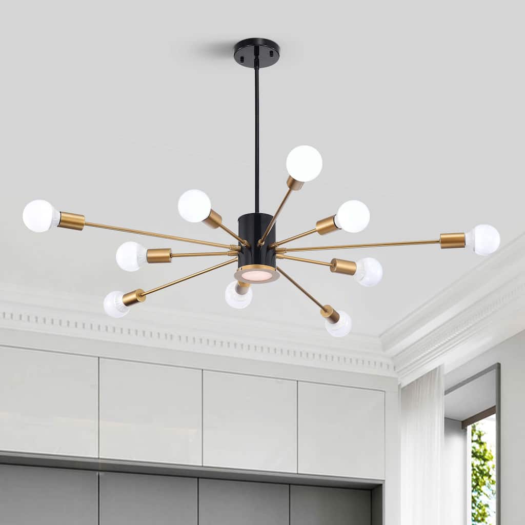 Lorena Sputnik 11-Light Chandelier in Black and Gold Finish - Black and Gold