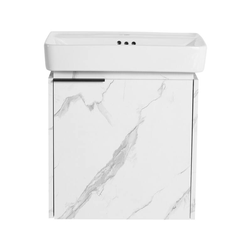 Plywood Wall-Mounted Bathroom Vanity with Integrated Resin Sink