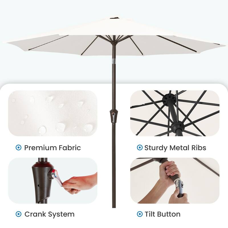 10ft Patio Market Umbrella with Crank & Tilt,UV-Risistant