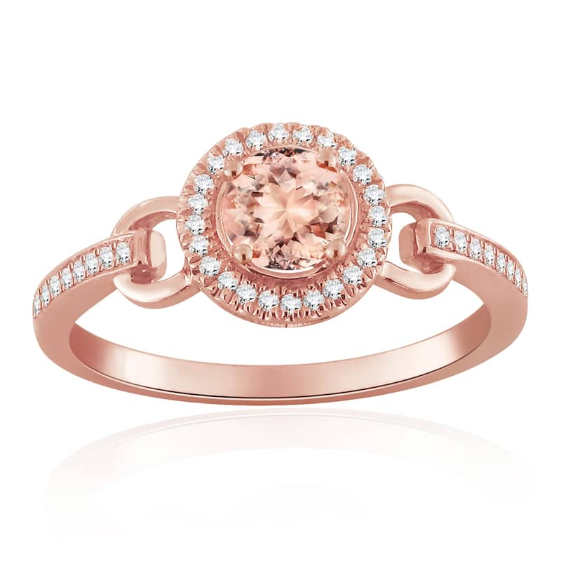 Auriya 1/2ct Morganite Gemstone and 1/8ctw Diamond Engagement Ring 10-karat Rose Gold