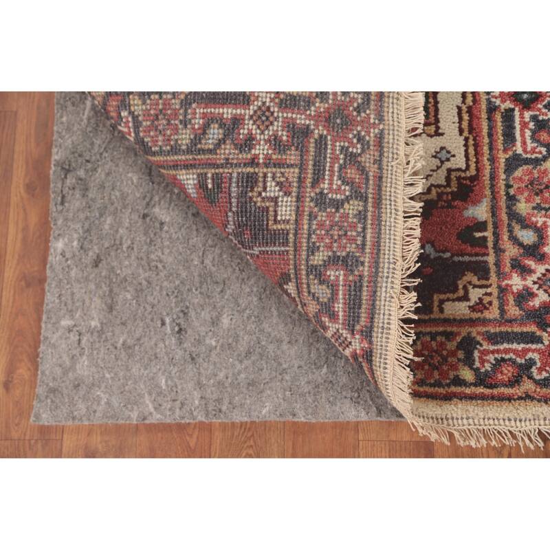 Geometric Heriz-Serapi Accent Rug Handmade Beige Wool Carpet - 2'0"x 4'0"