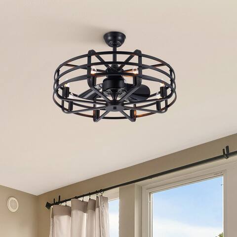 CO-Z 30-Inch Ceiling Fan with Lights Open Cage Shade - Black