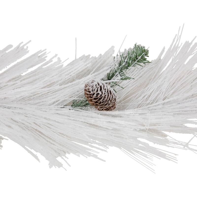 6' x 10" White Flocked Artificial Christmas Garland Pine Cones, Unlit