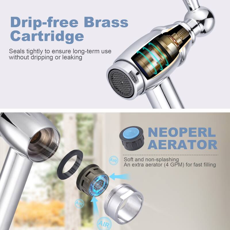 WOWOW Desk Mounted Pot Filler Kitchen Folding Faucet