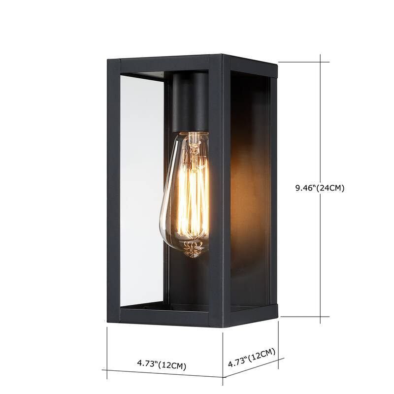 1-Light 12.76in Outdoor Wall Light with Matte Black Finish & Clear glass shade
