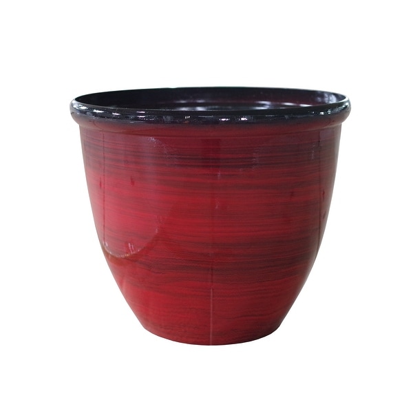 The Your Choice 10" Oriental Indoor and Outdoor Ceramic Resin Planter Pot for growing plants. 10" Planter and Pot, Red