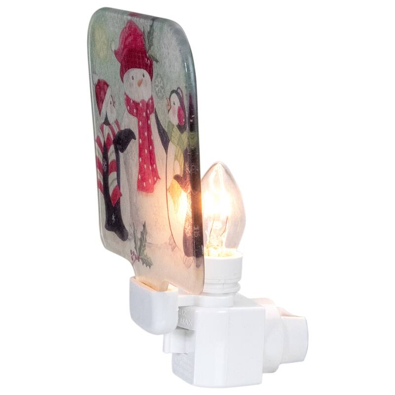 4" Snowman and Penguins Glass Christmas Night Light