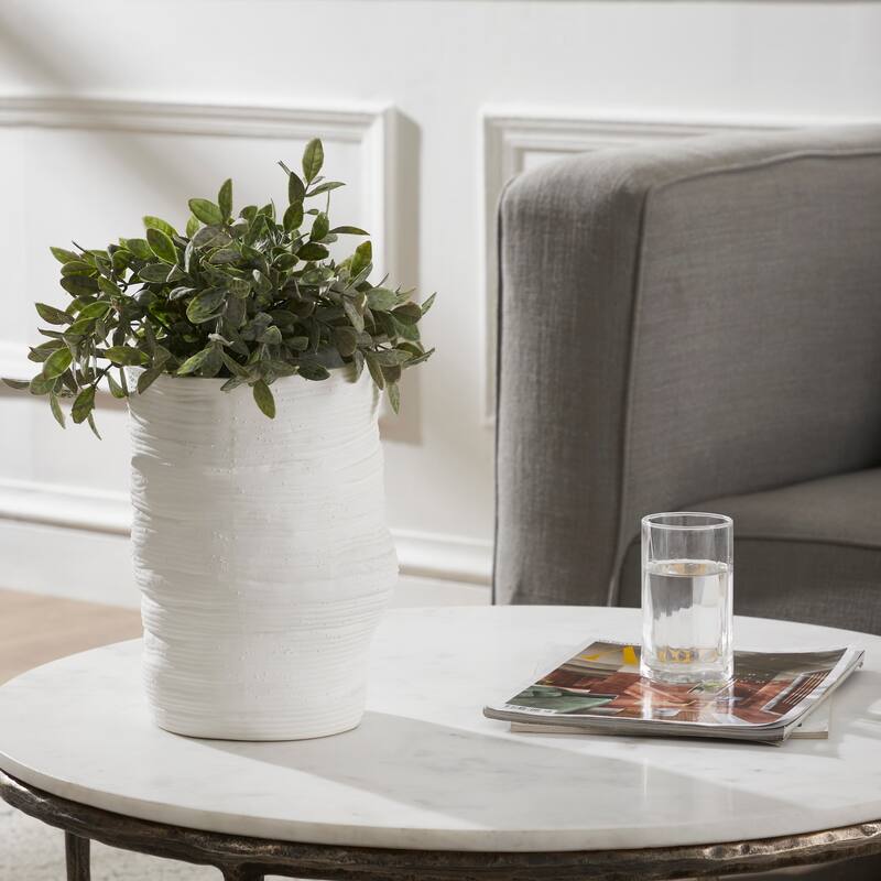 Renwil Azures Indoor Ceramic Stoneware Planter, Textured Matte Off-White