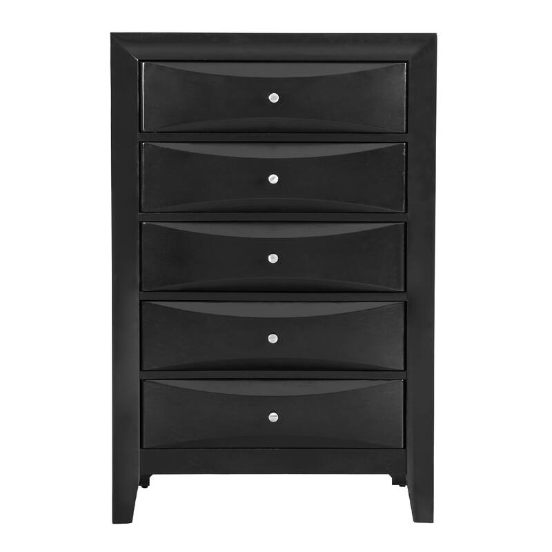 5-Drawer Wooden Bedroom Chest - 48" - Black