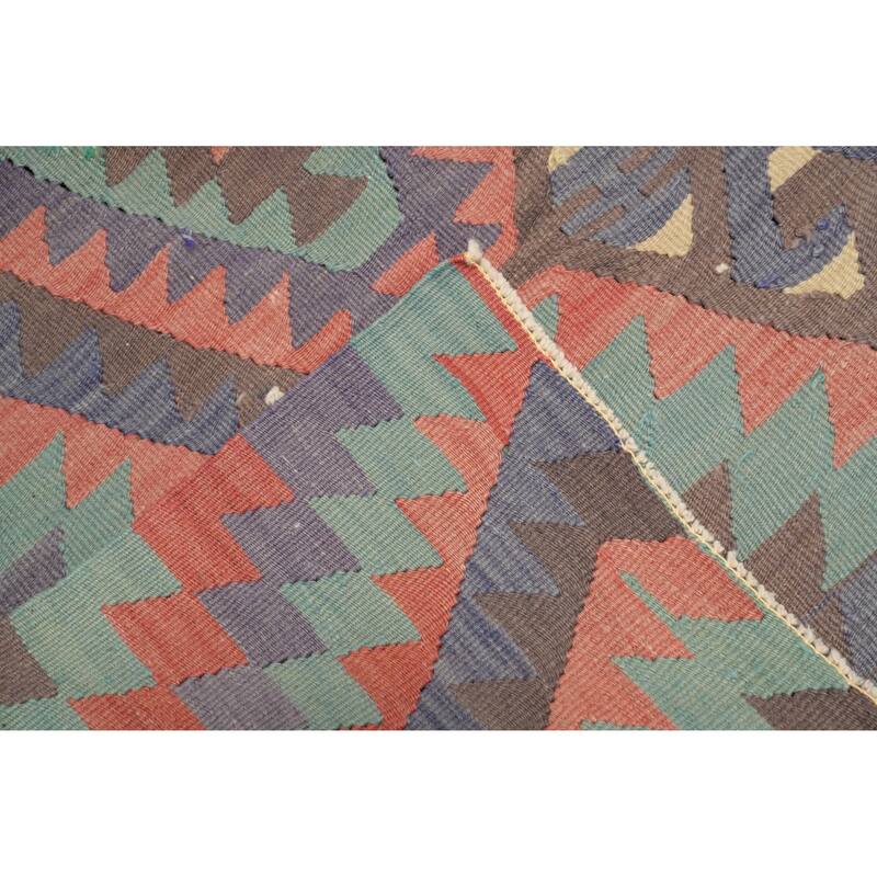 Hand Woven Oriental 100% Wool Carpet Southwestern Tribal Multi-Colored Kilim Area Rug - 8' 6'' X 5' 1''