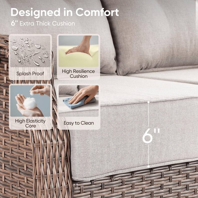 Pocassy Wicker Sofa Chair Set for Garden