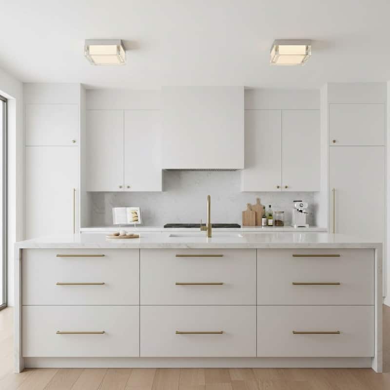 5 Inch Square LED Flush Mount Light Acrylic Diffuser 1500 Lumens Dimmable - Chrome