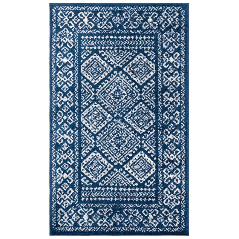 SAFAVIEH Tulum Yolonda Rustic Moroccan Boho Rug - 2' x 4' - Navy/Ivory - Rectangle