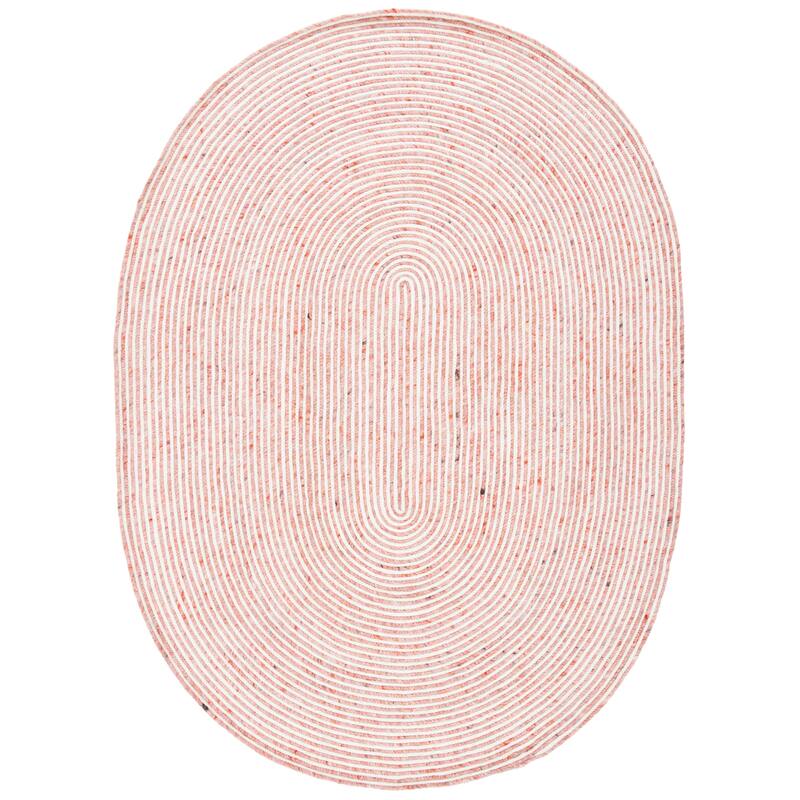 SAFAVIEH, Handmade Braided Bahrie Wool Rug - 5' x 7' Oval - Red/Ivory