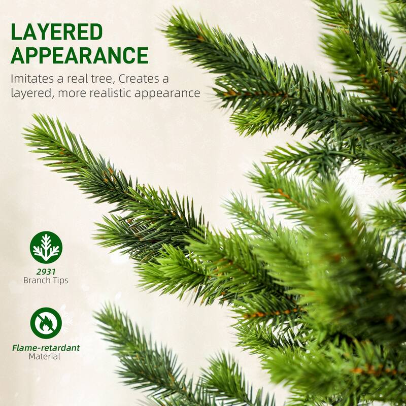 Green PE Steel 7.5ft LED Cedar Christmas Tree with 310 Lights - Dia. 48" x 90" H