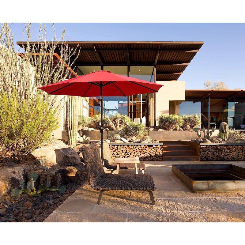 Patio 9FT Enhanced Aluminum Patio Umbrella, UV Protected outdoor Umbrella with Auto Crank and Push Button Tilt