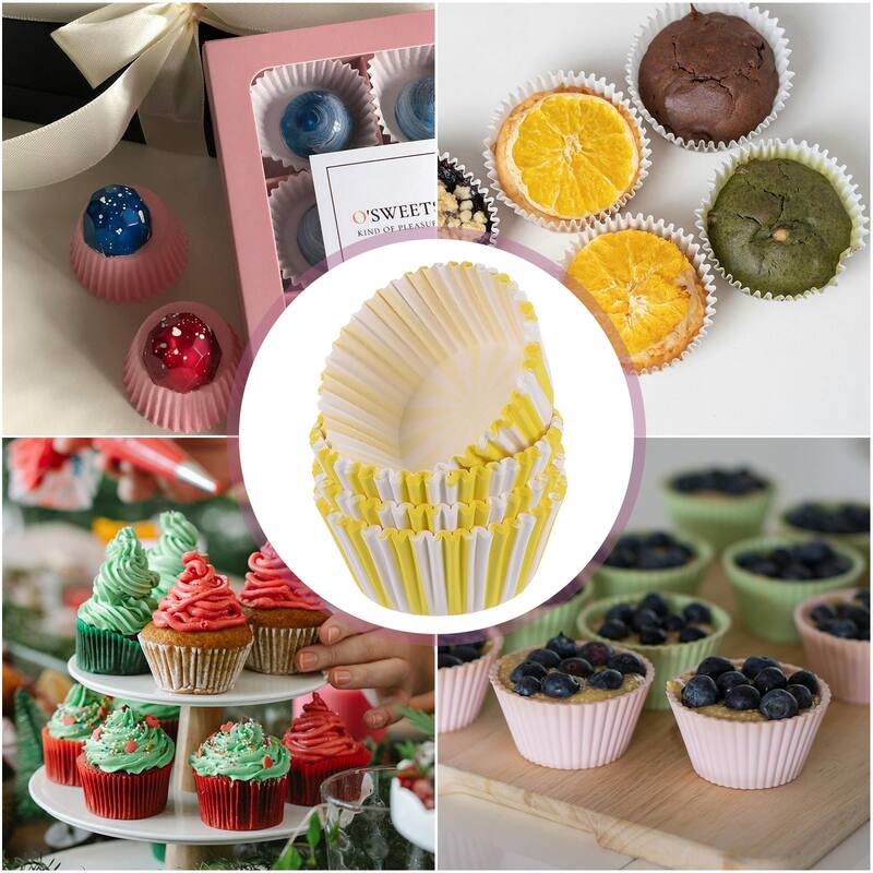 200 Count Cupcake Liners Stripe Cupcake Muffins Liners Paper Baking Cups