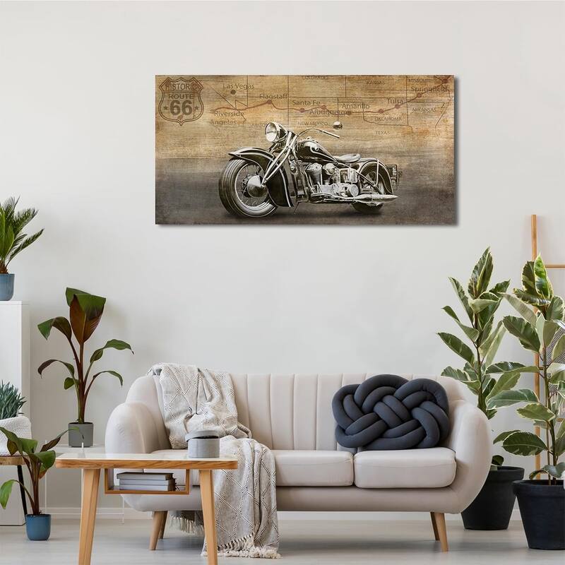 Vintage Motorcycle Canvas Wall Art