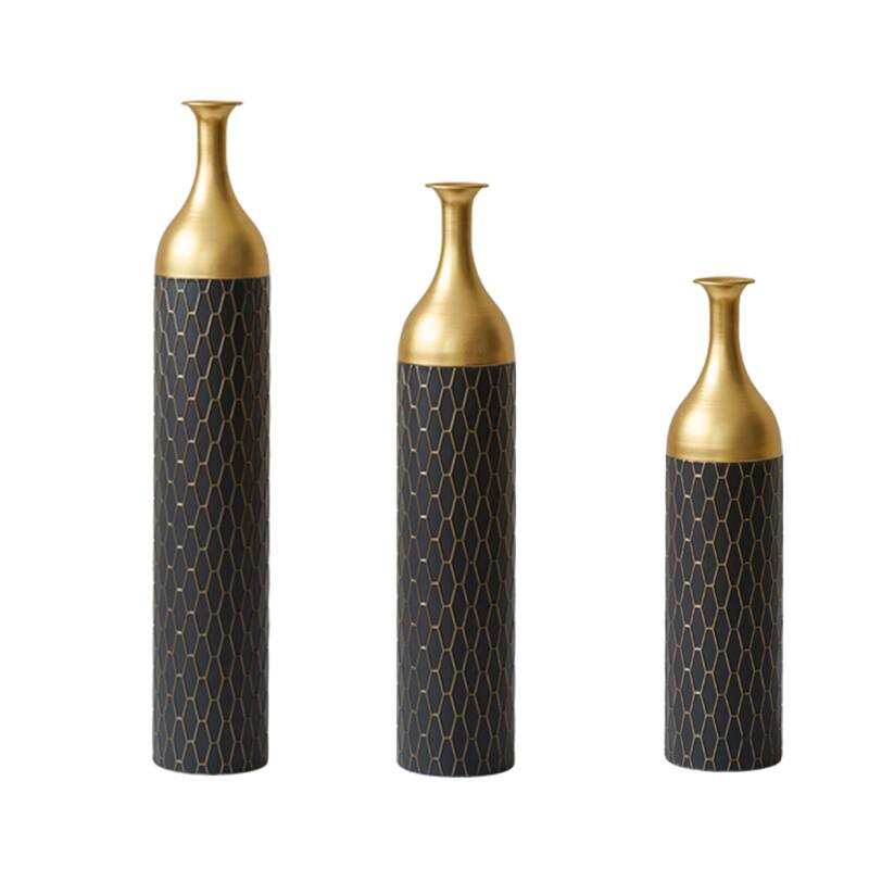 Home Decorated Floor Metal Vases (Set of 3)