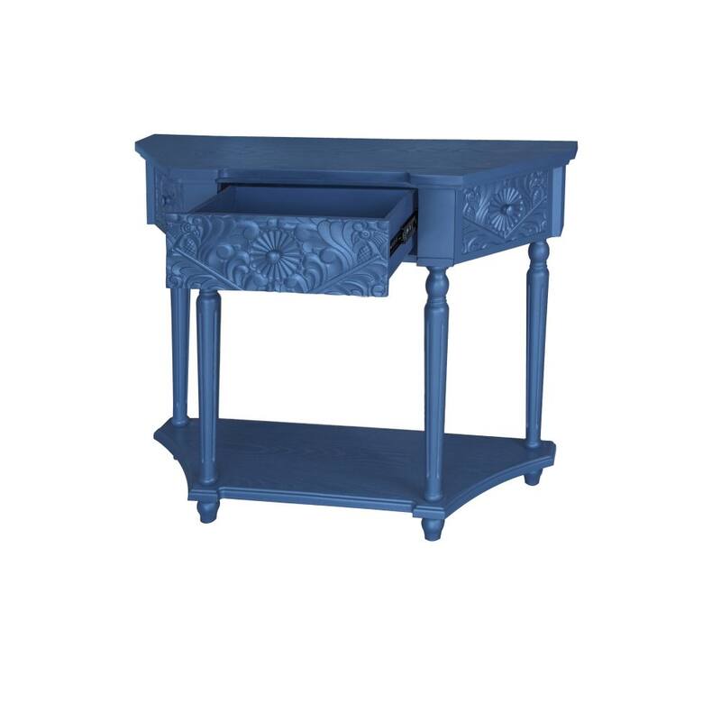 1 Drawer End Table,Side Table,Elegant Carved 1 Drawer End Table