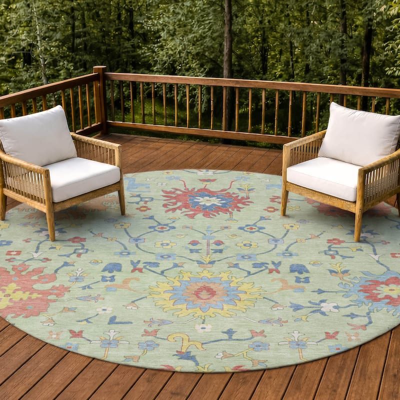 Machine Washable Indoor/ Outdoor Global Dillon Chantille Rug - Mint - 8' x 8'