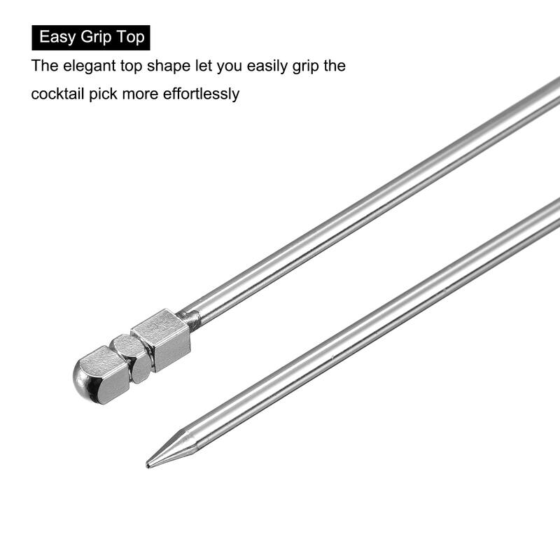 Metal Cocktail Picks 8Pcs, Reusable Cocktail Toothpick Cuboid Shape - Silver - 11 cm/ 4.3 inches