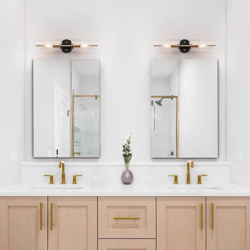 Zenith Modern Farmhouse Cylinder Seeded Glass Transitional Bathroom Wall Sconce