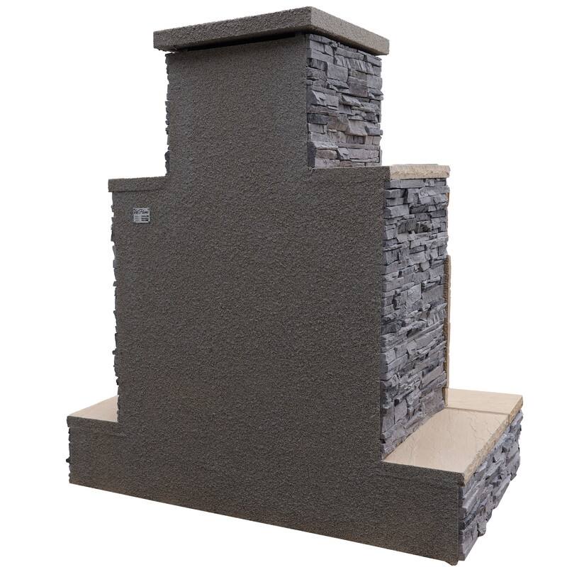 78 in. Stone Veneer and Tile Propane Gas Outdoor Fireplace