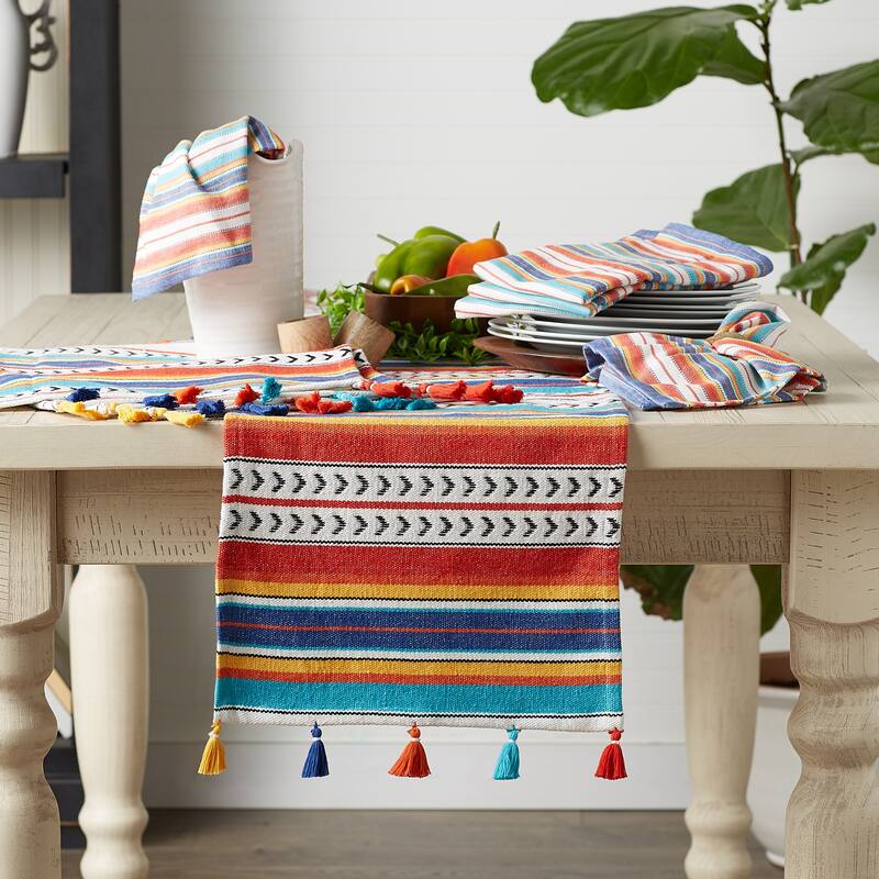DII Picante Stripe Tassel Table Runner 13x72